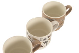 DKD Home Decor Mug Marron Blanco 300ml Porcelana Perros 8.5x8.2x12cm (12 Unidades)