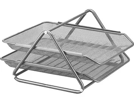 Q-connect Bandeja Sobremesa Metálica Rejilla GXA100 Plata 2 Bandejas Movibles 300x185x350 mm