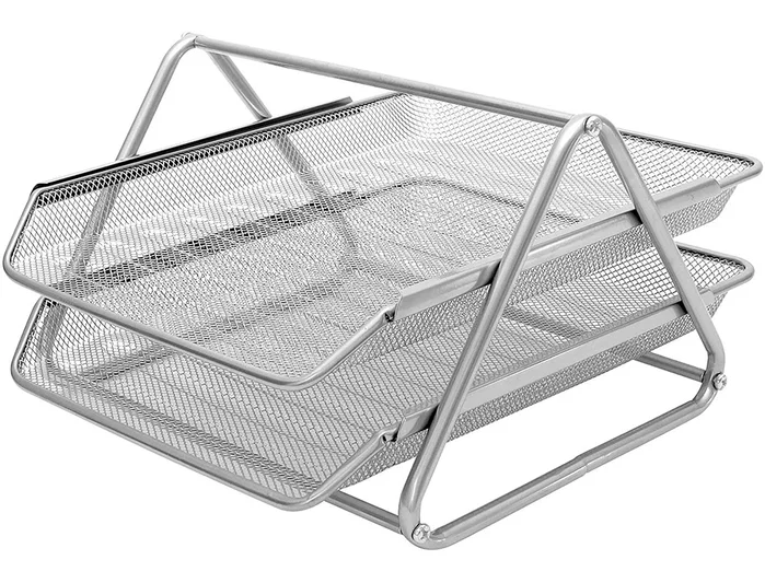 Q-connect Bandeja Sobremesa Metálica Rejilla GXA100 Plata 2 Bandejas Movibles 300x185x350 mm Q-connect Bandeja Sobremesa Metálica Rejilla GXA100 Plata 2 Bandejas Movibles 300x185x350 mm