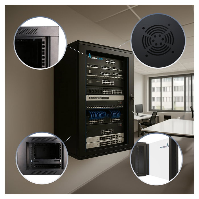 Extralink Armario rack 18U 600x450 Negro montaje en pared