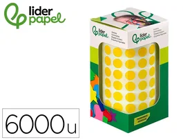 Liderpapel Gomets autoadhesivos círculos 10,5 mm amarillo rollo de 6000 unidades