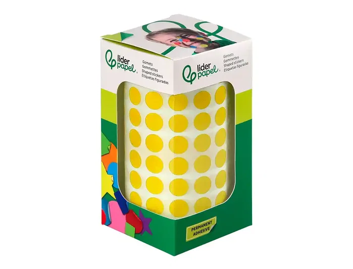 Liderpapel Gomets autoadhesivos círculos 10,5 mm amarillo rollo de 6000 unidades Liderpapel Gomets autoadhesivos círculos 10,5 mm amarillo rollo de 6000 unidades