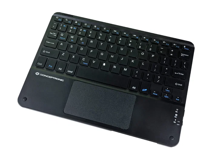 Conceptronic TOBIN01BUS Teclado Universal Bluetooth Tenkeyless con Touchpad - QWERTY Inglés de EE.UU., Negro