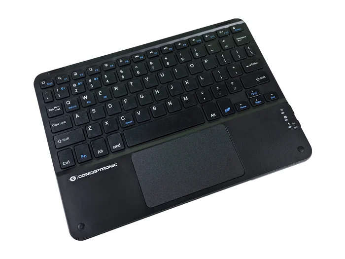Conceptronic TOBIN01BUS Teclado Universal Bluetooth Tenkeyless con Touchpad - QWERTY Inglés de EE.UU., Negro