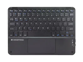Conceptronic TOBIN01BUS Teclado Universal Bluetooth Tenkeyless con Touchpad - QWERTY Inglés de EE.UU., Negro