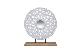 DKD Home Decor Espejo Decorativo de Mango y Espejo Blanco Decape 40x47x9,5 cm