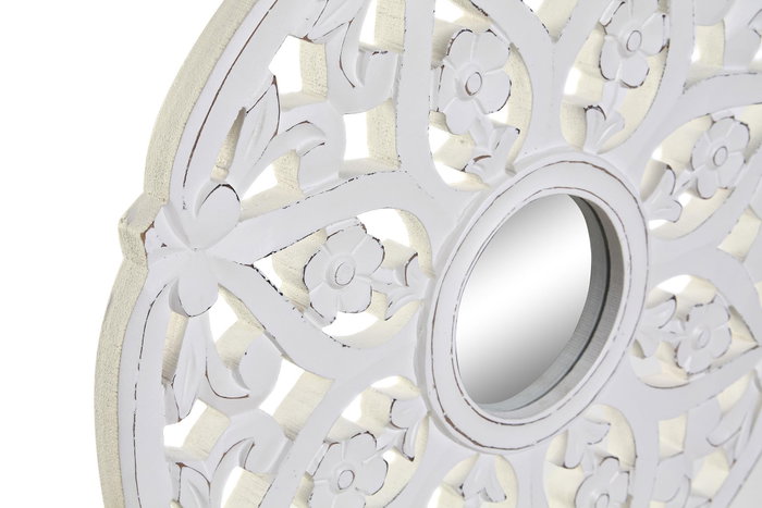 DKD Home Decor Espejo Decorativo de Mango y Espejo Blanco Decape 40x47x9,5 cm