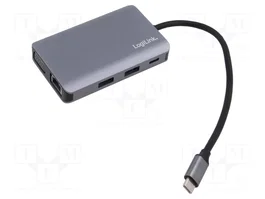 LogiLink Docking Station USB-C de 7 puertos con USB 3.2 Gen1 y PD, plata