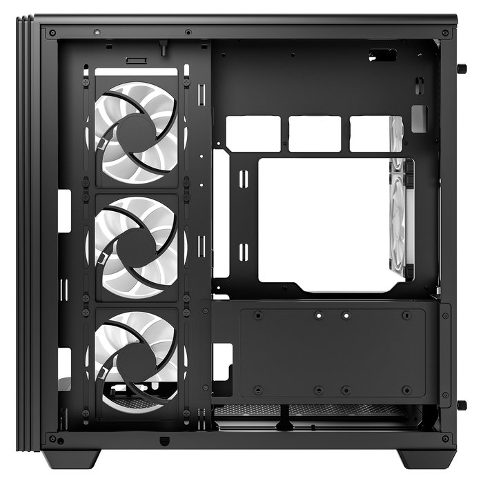 DeepCool Torre CG590U 5F Mini PC ATX Negro con Vidrio Templado, Multi-Color RGB, 3 Ventiladores 120mm, Sin Fuente, Máx GPU 41cm