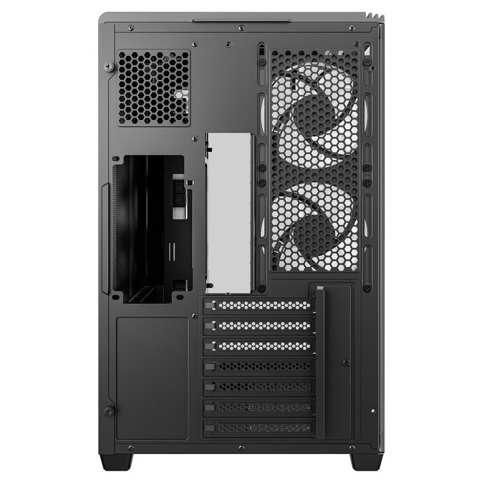 DeepCool Torre CG590U 5F Mini PC ATX Negro con Vidrio Templado, Multi-Color RGB, 3 Ventiladores 120mm, Sin Fuente, Máx GPU 41cm