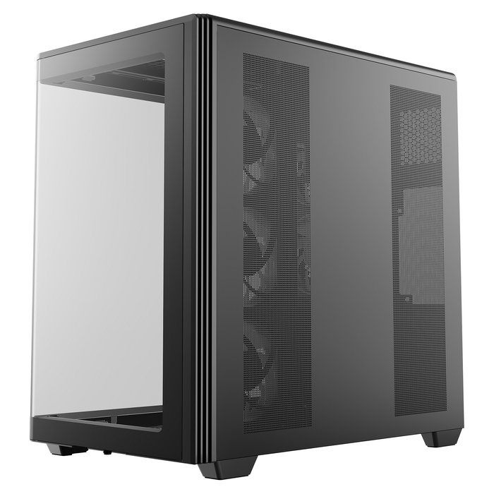 DeepCool Torre CG590U 5F Mini PC ATX Negro con Vidrio Templado, Multi-Color RGB, 3 Ventiladores 120mm, Sin Fuente, Máx GPU 41cm