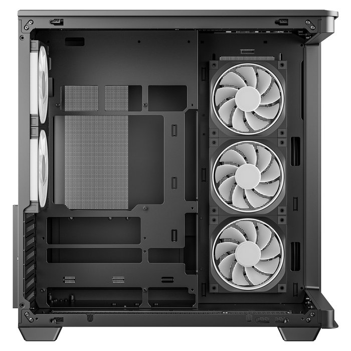 DeepCool Torre CG590U 5F Mini PC ATX Negro con Vidrio Templado, Multi-Color RGB, 3 Ventiladores 120mm, Sin Fuente, Máx GPU 41cm