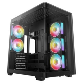 DeepCool Torre CG590U 5F Mini PC ATX Negro con Vidrio Templado, Multi-Color RGB, 3 Ventiladores 120mm, Sin Fuente, Máx GPU 41cm