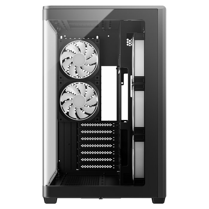 DeepCool Torre CG590U 5F Mini PC ATX Negro con Vidrio Templado, Multi-Color RGB, 3 Ventiladores 120mm, Sin Fuente, Máx GPU 41cm