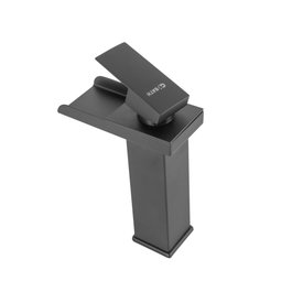 Grifo de lavabo monomando estilo clásico Negro con caño bajo