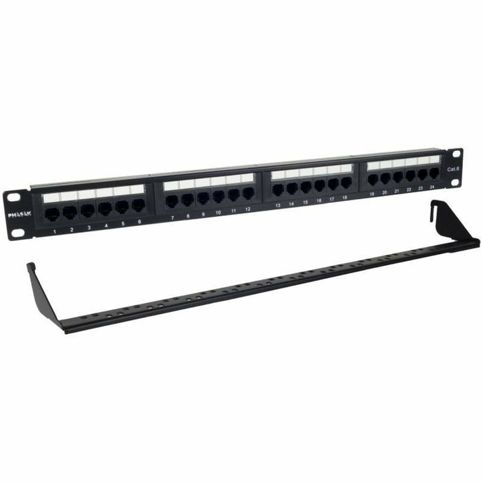 Phasak PU 2424 Panel de transferencia de 24 puertos Cat. 6 UTP 1U negro Phasak PU 2424 Panel de transferencia de 24 puertos Cat. 6 UTP 1U negro