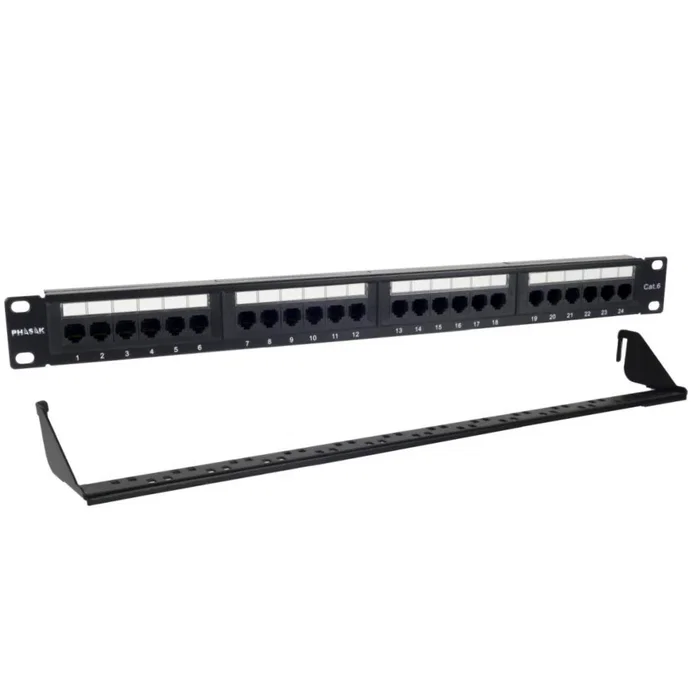 Phasak PU 2424 Patch Panel de 24 puertos Cat.6 1U con organizador