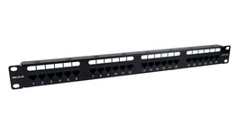 PHASAK Panel transferencia UTP 19" Cat. 6 Dual block c/org. cables 24p.1U PHASAK negro
