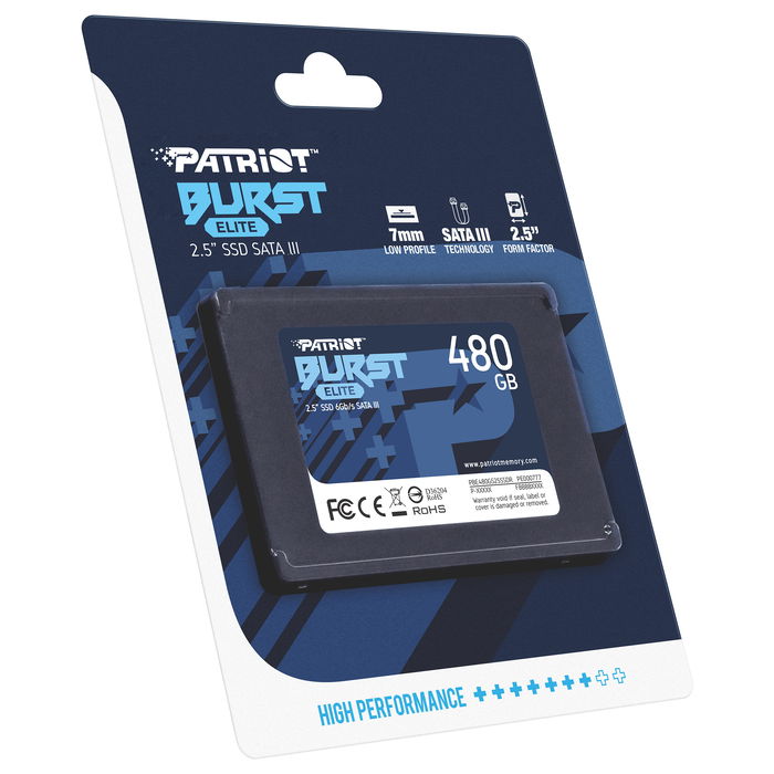 Patriot Burst Elite 480GB SSD SATA3 2.5" - 450 MB/s Lectura, 320 MB/s Escritura, PE777 - Para PC/Portátil