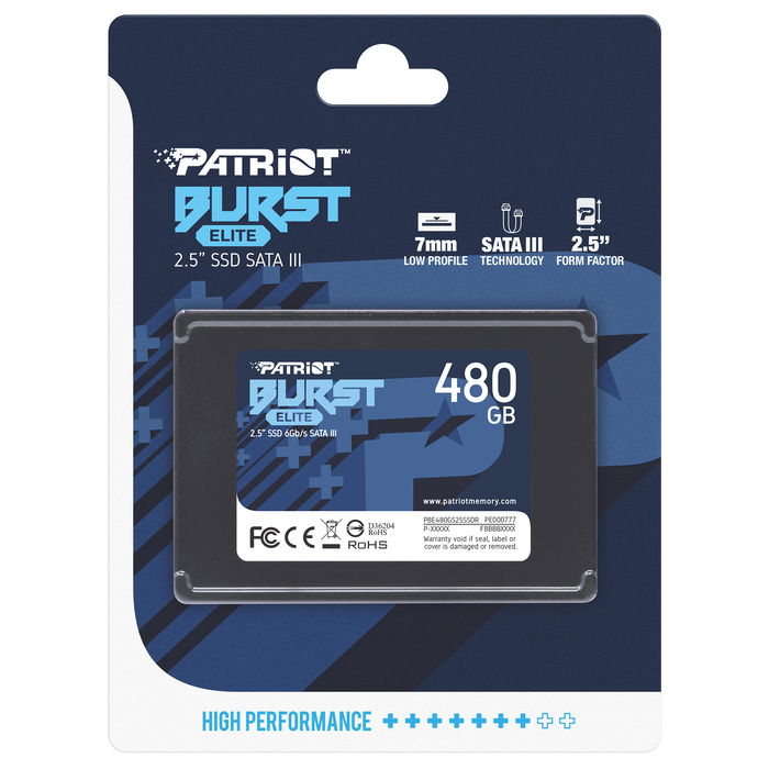 Patriot Burst Elite 480GB SSD SATA3 2.5" - 450 MB/s Lectura, 320 MB/s Escritura, PE777 - Para PC/Portátil