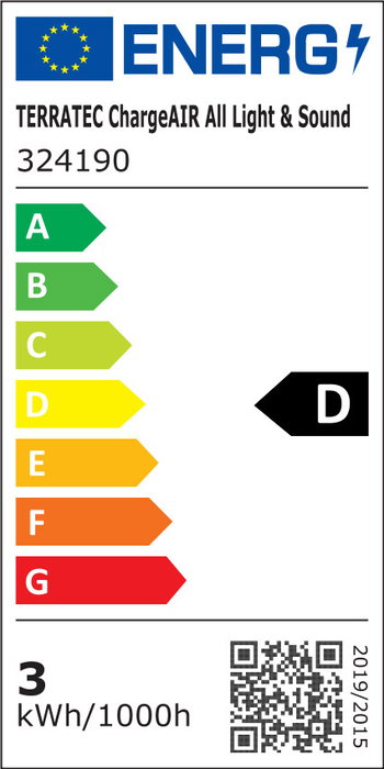 Terratec 324190 Cargador Inalámbrico Lámpara LED de 420 lm con Función Light & Sound, Blanco, Universal, Clase D