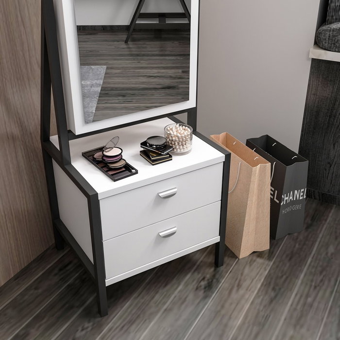 Hanah Home Mesa de Maquillaje Elegante Blanca con Almacenamiento, 41x170x35 cm