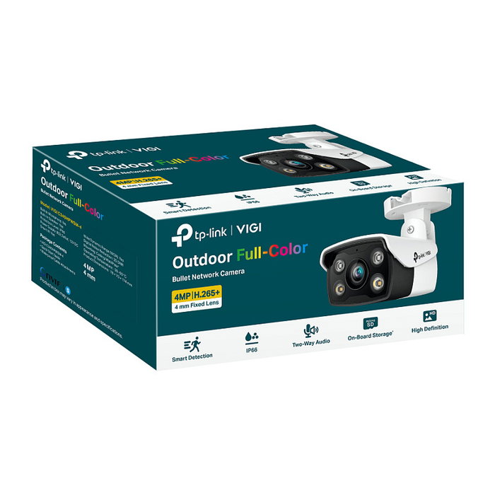 TP-Link VIGI C340 Cámara de Seguridad IP Exterior Bala, 4MP 2K, Lente 6mm, Visión Nocturna 30m, IP66, PoE, Detección de Movimiento, MicroSD 256GB