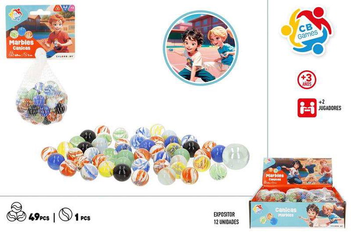 Color Baby - Red con 49 Canicas Multicolor, Juego de Canicas, Edad Mínima Recomendada 36 Meses