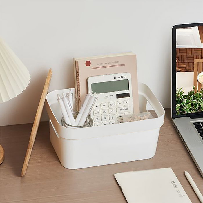 Confortime Caja Organizadora Multiusos Plástico Tapa Bambú 25.5x17.5x12.5 cm (8 Unidades)