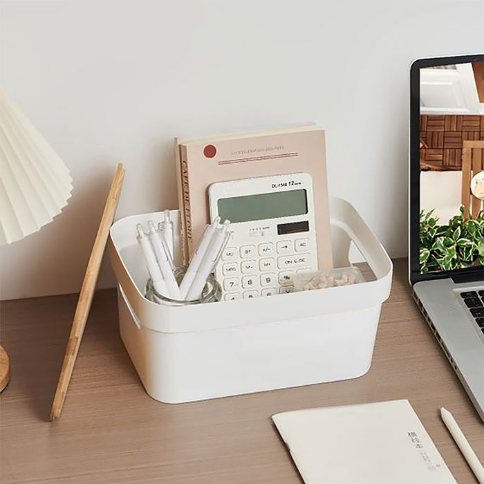 Confortime Caja Organizadora Multiusos Plástico Tapa Bambú 25.5x17.5x12.5 cm (8 Unidades)