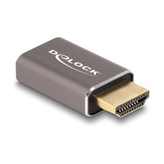 DeLOCK Adaptador HDMI Macho a Hembra, Stecker zu Buchse, 8K 60 Hz, Gris Metal
