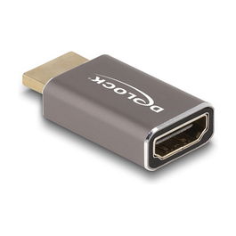 DeLOCK Adaptador HDMI Macho a Hembra, Stecker zu Buchse, 8K 60 Hz, Gris Metal