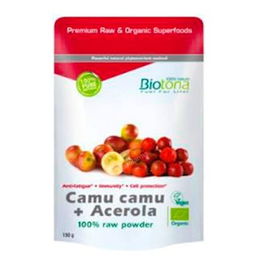 Biotona Bio Camu Camu + Acerola Raw 150Gr. Complemento alimenticio con alta Vitamina C, Vegano
