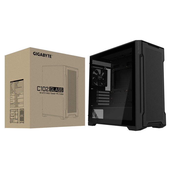 Gigabyte C102 GLASS Caja Midi Tower para Gaming, Negro