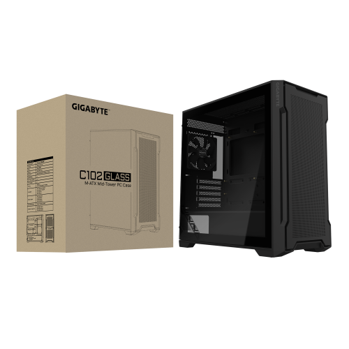 Gigabyte C102 GLASS Caja Midi Tower para Gaming, Negro
