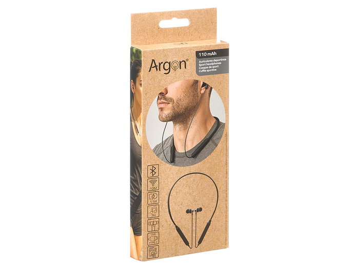 Argon Auriculares Bluetooth Deportivos Negro 9.5x21.5x1 cm (Set de 12)