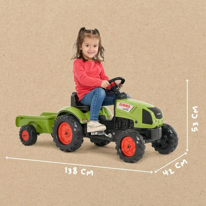 Falk Tractor de Pedal Claas Arion 410 con Remolque para Niños