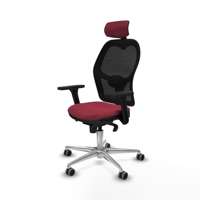 PIQUERAS Y CRESPO Silla de oficina Jorquera con mecanismo Sincro, Tela Granate y Malla Negra PIQUERAS Y CRESPO Silla de oficina Jorquera con mecanismo Sincro, Tela Granate y Malla Negra