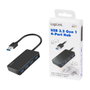 LogiLink UA0396 Hub USB 3.2 Gen 1 de 4 Puertos con Cable Negro 0.15m - Transferencia 5 Gbps, ABS, Compatible con Windows, Mac, Linux, Android, ChromeOS