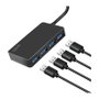 LogiLink UA0396 Hub USB 3.2 Gen 1 de 4 Puertos con Cable Negro 0.15m - Transferencia 5 Gbps, ABS, Compatible con Windows, Mac, Linux, Android, ChromeOS