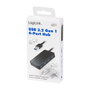 LogiLink UA0396 Hub USB 3.2 Gen 1 de 4 Puertos con Cable Negro 0.15m - Transferencia 5 Gbps, ABS, Compatible con Windows, Mac, Linux, Android, ChromeOS