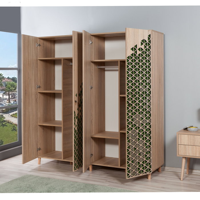 Hanah Home İmaj-121 Armario Roble Sonoma 180x192x52 cm Tablero de Partículas Melamina Diseño Moderno Elegante Amplio Almacenamiento