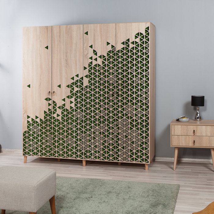 Hanah Home İmaj-121 Armario Roble Sonoma 180x192x52 cm Tablero de Partículas Melamina Diseño Moderno Elegante Amplio Almacenamiento