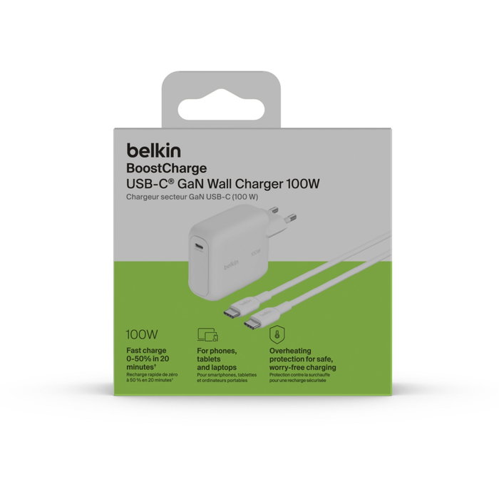 Belkin BOOST Charge 100W USB-C GaN con cable de 1,5 m Belkin BOOST Charge 100W USB-C GaN con cable de 1,5 m