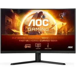 AOC Monitor Gaming CQ32G4VE - Monitor Curvo 31.5" QHD (2560x1440), 180Hz, 1ms GTG / 0.5ms MPRT, Panel VA, 1500R, HDR10, Adaptive-Sync, Negro