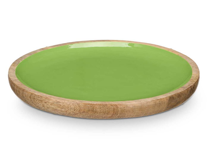 Giftdecor Plato Madera Mango Verde 25 cm (Set de 12)