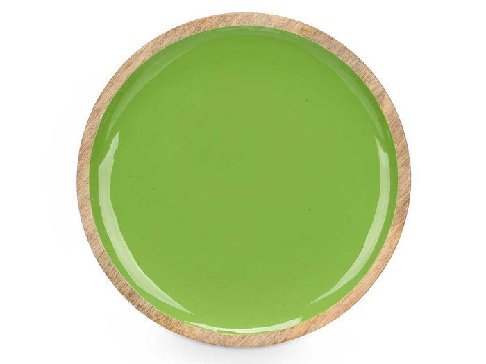 Giftdecor Plato Madera Mango Verde 25 cm (Set de 12)