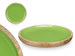 Giftdecor Plato Madera Mango Verde 25 cm (Set de 12)