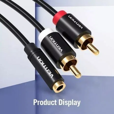 Vention Cable estéreo jack 3.5 mm hembra a 2x RCA macho 2 metros negro VAB-R01-B200