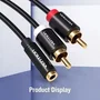 Vention Cable estéreo jack 3.5 mm hembra a 2x RCA macho 2 metros negro VAB-R01-B200